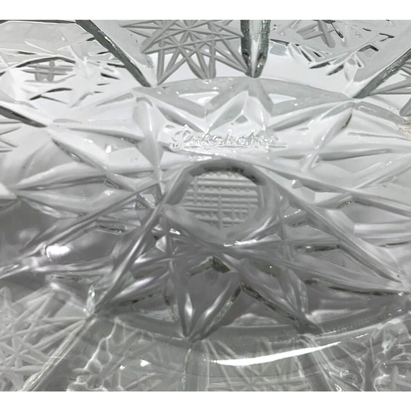 Pasabahce Oblong Bowl Heavy Thick Cut Crystal Vintage Sawtooth Edge - Picture 4 of 8